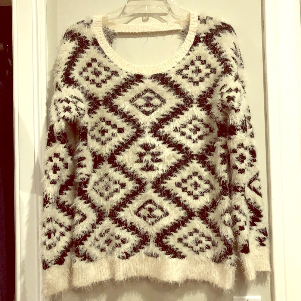 Xhilaration Fuzzy Tribal Print Soft Sweater